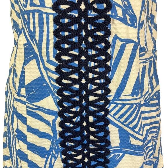 Lilly Pulitzer Annabelle Shift Blue Nautical Mini Sleeveless 100% Cotton Dress 4 - Picture 6 of 16